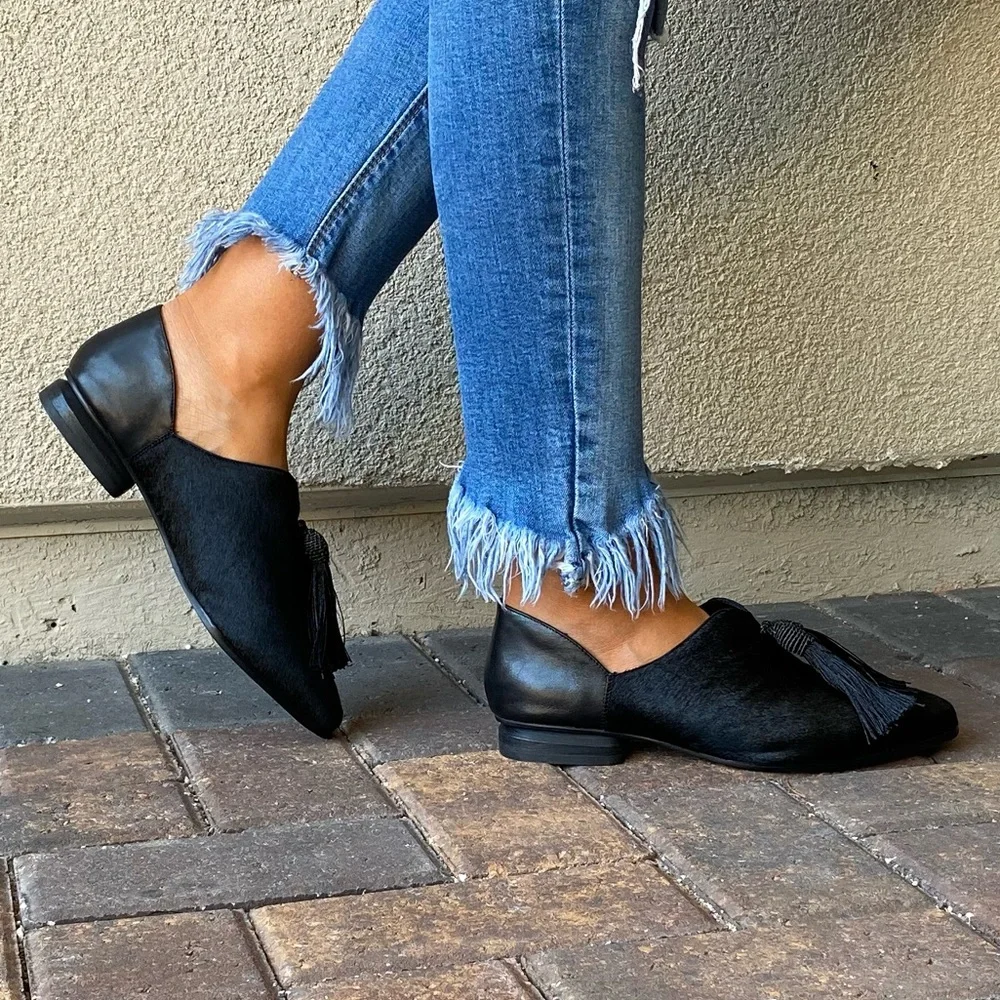Anthropologie Black Tassel Loafers